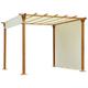 Outsunny 3(m) x 3(m) Outdoor Pergola with Retractable Roof and Wood Grain Steel Frame, Patio Gazebo Canopy Garden Sun Shade Shelter, Beige