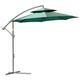 Outsunny 2.7m Garden Banana Parasol Cantilever Umbrella with Crank Handle, Double Tier Canopy and Cross Base for Outdoor, Hanging Sun Shade, Green