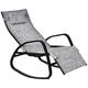 Outsunny Garden Rocking Chair with 5-Level Adjustable Backrest, Rocking Sun Lounger with Removeable Headrest Pillow, Footrest, Armrest and Safety Stop