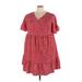 Shein Casual Dress - A-Line V Neck Short sleeves: Red Dresses - Women's Size 2X