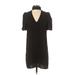 Zara Casual Dress - Mini V Neck Short sleeves: Black Print Dresses - Women's Size Small