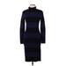 J.Crew Casual Dress - Sweater Dress High Neck Long sleeves: Blue Print Dresses - Women's Size Small