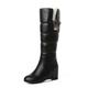 LeaHy Women's Winter Boots Ladies Fashion Warm Fur Lined Snow Boots Platforms Wedge Side Zip Mid Calf Boots,Black,5 UK