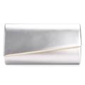 Milisente Women Solid Clutch Purses Large Evening clutch Shoulder Bags With Metallic, Silver-patent Leather