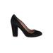 J.Crew Heels: Pumps Chunky Heel Cocktail Party Black Print Shoes - Women's Size 6 1/2 - Round Toe