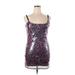 Grass Collection Cocktail Dress - Bodycon Scoop Neck Sleeveless: Purple Leopard Print Dresses - Women's Size Large