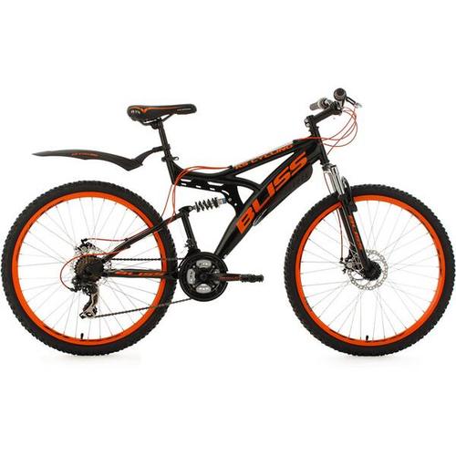 KS CYCLING MTB-Hardtail Fully Mountainbike Bliss 26 Zoll schwarz-orange, Größe 47 in Schwarz