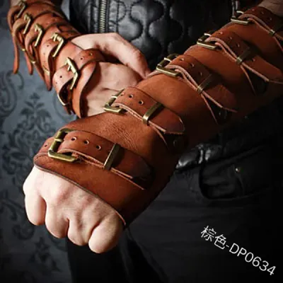 Gants en Cuir Steampunk Viking Sangle Rétro Médiévale Costume de Bracelet Cosplay