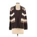 Croft & Barrow Pullover Sweater: Brown Color Block Tops - Women's Size Medium Petite