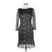 Donna Morgan Cocktail Dress - Sheath: Black Print Dresses - Women's Size 6