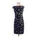 Casual Dress - Sheath Boatneck Short sleeves: Blue Floral Dresses - Women's Size P