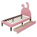 Harper Orchard Branyan Twin Size Upholstered Leather Platform Bed w/ 2 Drawers Upholstered in Pink | 58.3 H x 40.5 W x 80 D in | Wayfair