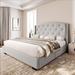 Winston Porter Monserat Bed Frame w/ Headboard 4 Storage Drawers Upholstered/Metal/Linen in White | 44.8 H x 79 W x 84.5 D in | Wayfair