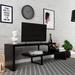 Latitude Run® Orford Mid-Century Modern TV Stand w/ MDF Shelves & Iron Legs Wood/Metal in Black | 23.6 H x 55.1 W x 17.7 D in | Wayfair