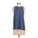 Victoria Sport Active Tank Top: Blue Solid Activewear - Women's Size Small