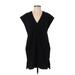 Sundays Casual Dress - Mini V-Neck Short sleeves: Black Solid Dresses - Women's Size X-Small