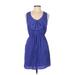 Bebop Casual Dress - Mini Scoop Neck Sleeveless: Blue Solid Dresses - Women's Size Medium