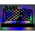 Fußball Spieler, Lampe, Wandbild, Name, Sport Deko, Holz, Ball, Geschenk, Männer, Jungs, Teen, Verein, Beleuchtet, LED, RückenNummer,Torwart