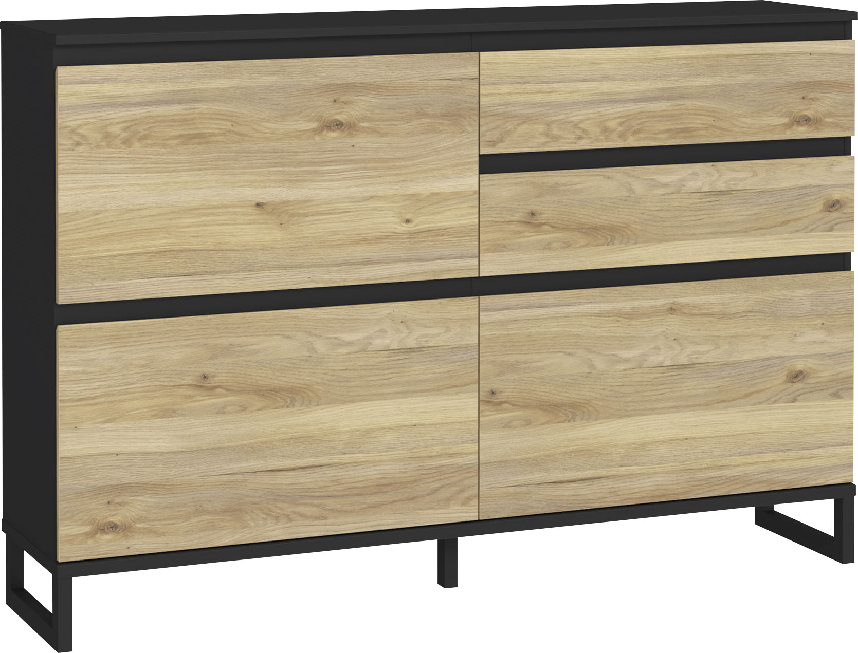 Schuhschrank FORTE "Quayle", schwarz (scharz, braun), B:150,1cm H:99,3cm T:34,1cm, Spanplatte, Schränke, Schuhschrank