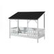 Lit cabane enfant avec toit noir en bois 90x200