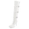 Overkneestiefel "High-Heel-Stiefelette mit Plateau", Damen, Gr. 43, weiß, Lacklederimitat, LASCANA BELLE AFFAIRE, glänzend, unifarben, sexy, Schuhe Reißverschlussstiefel Schnürstiefel High Heel Stiefel Overknee-Stiefel, erotische Lack-Optik, mit...