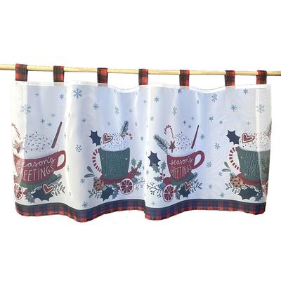 Scheibengardine WECKBRODT "Seasons Greetings" Gr. 1, bunt (multi), B:120cm H:45cm, Polyester, Gardinen, Bistro, Voile, Bordüre, Weihnachten, HxB 45x120cm, Gardine, Store Image