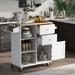 4 Wheels Kitchen Island Cart w/ Drawers & Towel Rack, Versatile Storage Cabinet, Rolling Kitchen Side Table w/ Spice Cart, White