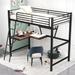 Twin Size Metal Frame Loft Bed for Kids, Home with Desk, Shelf