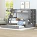 Twin Over Full Wooden Bunk Bed with Full-Length Guardrails & Trundle, Shelves Can be Separated into 3 Separate Platform Beds