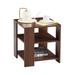 3-tier End Table Brown Square Nightstand Portable Sofa Side Table with Wood Open Storage Shelf for Bedroom Accent Table