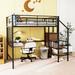 Full Size Stylish Metal Frame Loft Bed with Desk, Lateral Storage Ladder and Wardrobe