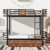 Twin XL over Twin XL Metal Bunk Bed with Drawers