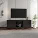 TV Console Storage Cabinet for TVs up to 60" Flat Screen, Media Entertainment Center w/ 2 Cabinets and Open Shelf, Black