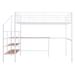 Metal High Loft Bed w/ Desks, Full Size Heavy-Duty Kids Loft Beds w/ Safety Guardrail&Storage Ladder for Juniors Bedroom, White