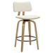 Mid-Century Fabric and Wood 26" Counter Stool with Swivel - Beige and Natural - N/A