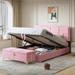 2-Pieces Queen Size Bedroom Sets with Storage Ottoman and Platform Bed w/ Hydraulic Storage System