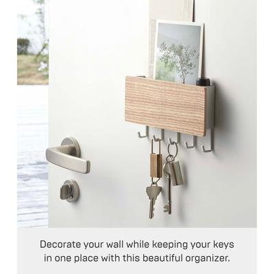 Yamazaki Home Magnetic Key Rack, Steel and Wood, Holds 2 lbs - L 1.18 x W 7.09 x H 3.74 inches