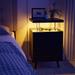 LED Light Strips Nightstand End Table with Cabinet and Tray for Bedroom, Wood Sofa Side Table Coffee Table File Cabinets, Black