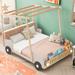 Creative Kids Bed Car-Shaped Platform Bed with Soft Backrest Pillow