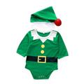 Quealent Boys Childrenscostume Male Big Kid Toddler Boy Suit Christmas Baby Boys Girls Cartoon Print Romper Bodysuit with Hat Set (Green 3-6 Months)