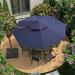 PURPLE LEAF 11ft Round Patio Outdoor Umbrella Large Cantilever Umbrella Windproof Offset Umbrella Navy Blue