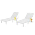 Anky White 2-Piece Plastic Outdoor Chaise Lounge with Adjustable Backrest Retractable Cup Holder