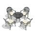 5-Piece Cast Aluminum Outdoor Dining Set with 30.71 in. Round Table and Random Color Cushions
