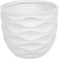 21 White Fiber Stone Planter Waves Design Round Planter Pot Indoor/Outdoork Large Flower Pots for Front Porch Indoor Outdoor Use in Patio Living Room Garden Courtyard