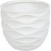 21 White Fiber Stone Planter Waves Design Round Planter Pot Indoor/Outdoork Large Flower Pots for Front Porch Indoor Outdoor Use in Patio Living Room Garden Courtyard