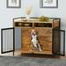 Dextrus 41 Wooden Kennel with Dual Drawers and Double Doors XL Dog Crate Furniture Indoor Pet Crate End Table for Large Small and Medium Dogs - Brown