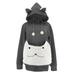 Sokhug Fashion Pullover Hooded Embroidery Pet Big Pocket Ears (Steamed Shaped Bread) Hooded Sweater Girl