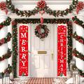 Christmas banner Christmas signs Merry Christmas banner red Merry Christmas banner buffalo plaid Merry Christmas sign hanging Christmas decoration for indoor outdoor door front door porch.