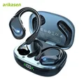 Auricolari wireless Sport Cuffie Bluetooth 5.3 con microfono con cancellazione del rumore 75H HiFi Stereo Over Ear Bud Display a LED USB-C IPX6