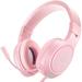Pink Gaming Headset for Nintendo Switch Xbox One PS4 PS5 Bass Surround and Noise Cancelling with Flexible Mic 3.5mm Wired Adjustable Over-Ear Headphones for Laptop PC iPad Smartphones